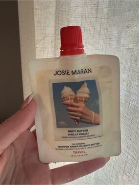 JOSIE MARAN Vanilla Vibezzz Travel Body Butter Pouch - White with Red Cap